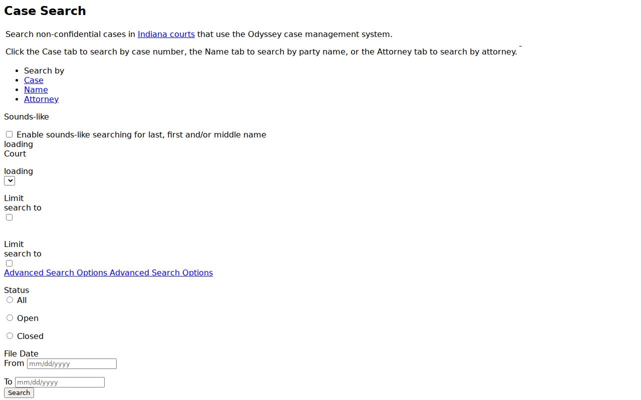 Pike County warrant lookup fields in Indiana MyCase
